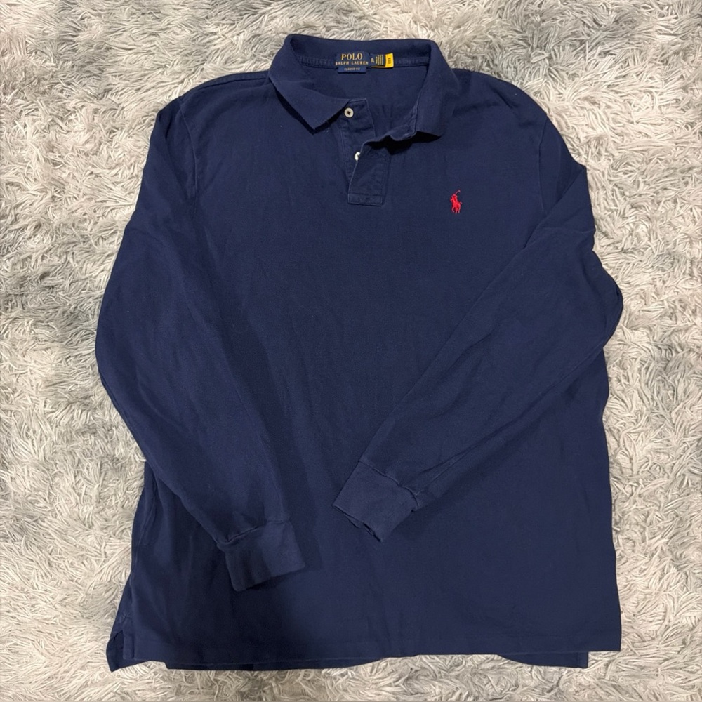 Polo Ralph Lauren Classic Fit Mesh Polo Shirt Mens XL Newport Navy